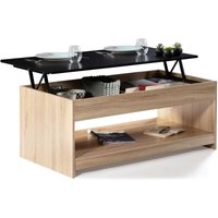 Idmarket - Couchtisch rechteckige Klappplatte soa Holz Buche Nachbildung schwarze Platte von IDMARKET