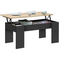 Couchtisch rechteckige Klappplatte tara Holz schwarz und Buche Nachbildung von IDMARKET