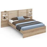 Doppelbett amalia mit Kopfteil, Hängeregalen und Lattenrost 140 x 190 cm Buche und Weiß Doppelbett amalia mit Kopfteil, Hängeregalen und Lattenrost 140 x 190 cm Buche und Weiß von IDMARKET