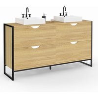 Doppelwaschtisch Badezimmermöbel DETROIT 4 Schubladen Industriedesign von IDMARKET