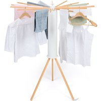 Drehbarer und zusammenklappbarer Speichen-Wäschetrockner Kapazität 21M Weiß und Holz Drehbarer und zusammenklappbarer Speichen-Wäschetrockner Kapazität 21M Weiß und Holz von IDMARKET