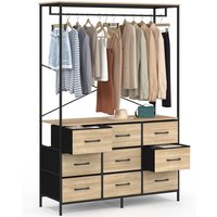 Garderobenschrank B. 115 cm UTAH mit 9 Kästen aus Stoff in Holz und Schwarz Garderobenschrank B. 115 cm UTAH mit 9 Kästen aus Stoff in Holz und Schwarz von IDMARKET