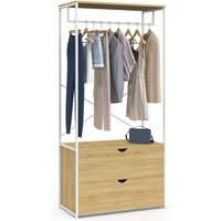 Garderobenschrank mit 2 Schubladen B. 80 cm DETROIT Industriedesign Holz und Metall weiß von IDMARKET
