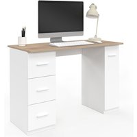 Gerader Schreibtisch MAE 3 Schubladen mit und Schranktür Holz und Weiß Gerader Schreibtisch MAE 3 Schubladen mit und Schranktür Holz und Weiß von IDMARKET