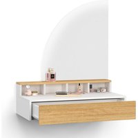 Hängefrisiertisch ZELIA LED-Spiegel mit 4 Nischen, 1 Schublade Holz und Weiß Hängefrisiertisch ZELIA LED-Spiegel mit 4 Nischen, 1 Schublade Holz und Weiß von IDMARKET