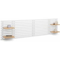 Hängekopfteil aus AVA-Latten 240 cm weißes Holz und Regale in Buchenholzoptik Hängekopfteil aus AVA-Latten 240 cm weißes Holz und Regale in Buchenholzoptik von IDMARKET