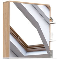 Hängeschrank mit Spiegel und Regalen für das Badezimmer TOMI in Buchenholzoptik und Weiß Hängeschrank mit Spiegel und Regalen für das Badezimmer TOMI in Buchenholzoptik und Weiß von IDMARKET