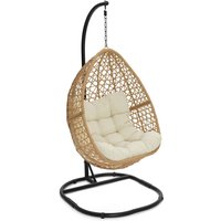 Hängesessel Mond durchbrochene Rattan-Effekt mit ecru Kissen von IDMARKET
