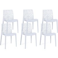 Idmarket - 6er-Set Gartenstühle alyssa aus Polypropylen mit weißen Wabenmuster von IDMARKET