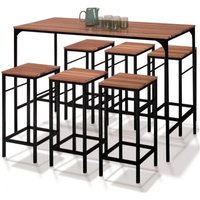Gartenmöbel panama Bar-Set Stehtisch und 6 Hocker Industriedesign Akazie von IDMARKET