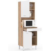 Idmarket - Küchenbuffet 60 cm cina 2 Türen + Schublade in Buchenholzoptik und Weiß von IDMARKET