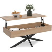 Idmarket - Rechteckiger Couchtisch alix 100 cm Klappbare Tischplatte Spinnenbein Holz und Schwarz von IDMARKET