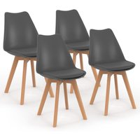 Set aus 4 skandinavischen Esszimmerstühlen sara dunkelgrau von IDMARKET