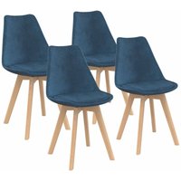 Set aus 4 skandinavischen Stühlen sara in duckblauem Samt von IDMARKET