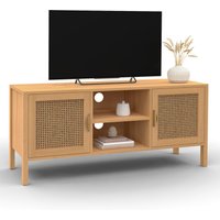 Idmarket - TV-Möbel 110 cm edhen 2 Türen mit Rohrgeflecht von IDMARKET