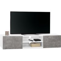 Idmarket - TV-Möbel 140 cm eli weiß Türen in Betonoptik Idmarket - TV-Möbel 140 cm eli weiß Türen in Betonoptik von IDMARKET