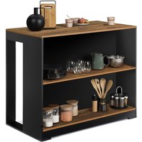 JUNO Insel-Bartisch aus schwarzem Holz und dunkler Tischplatte HAWKINS von IDMARKET