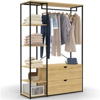 Kleiderschrank Regal B. 113 cm DETROIT 2 Schubladen Industriedesign von IDMARKET