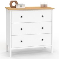 Kommode mit 3 Schubladen ACHILLE 80 cm Holz weiß Holzplatte von IDMARKET