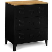 Kommode mit 3 Schubladen ESTER 60 cm schwarzes Metall und Platte in Buchenholzoptik Industriedesign Kommode mit 3 Schubladen ESTER 60 cm schwarzes Metall und Platte in Buchenholzoptik Industriedesign von IDMARKET