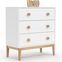 Kommode mit 3 Schubladen JACOB 80 cm Kind weiß und Holz Kommode mit 3 Schubladen JACOB 80 cm Kind weiß und Holz von IDMARKET
