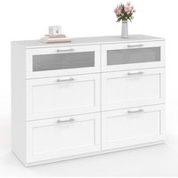 Kommode mit 6 Schubladen VITO 110 cm weißes Holz und Frosteffekt Kommode mit 6 Schubladen VITO 110 cm weißes Holz und Frosteffekt von IDMARKET