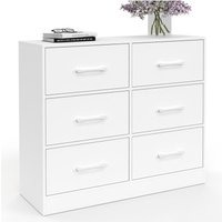 Kommode mit 6 Schubladen aus Stoff UPPAH 80 cm Aufbewahrungsmöbel Holz weiß von IDMARKET