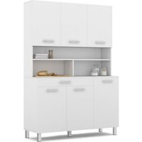 Idmarket - Küchenbuffet 120 cm cina 6 Türen + Schublade weiß und weiß glänzend von IDMARKET