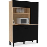 Küchenbuffet mit Regalsäule 120 cm cina 6 Türen + Schublade in Buche und Schwarz von IDMARKET