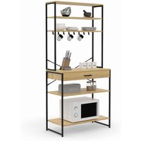 Idmarket - Küchenregal 80 cm detroit mit Schublade und Haken Industriedesign von IDMARKET