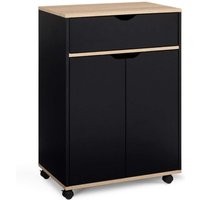 Küchenwagen COSY Schrank mit Schublade aus schwarzem Holz und Platten in Buchenholzoptik B.60 CM Küchenwagen COSY Schrank mit Schublade aus schwarzem Holz und Platten in Buchenholzoptik B.60 CM von IDMARKET