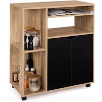 Idmarket - Küchenwagen cosi Holz in Buchenoptik und schwarze Türen B.76 cm von IDMARKET