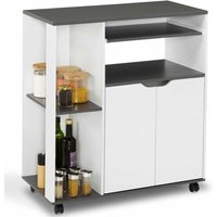 Küchenwagen cosi Weißes Holz und graue Platte B.76 cm von IDMARKET