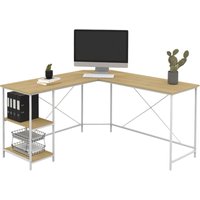 L-förmiger Eckschreibtisch detroit Industriedesign Holz und Metall weiß von IDMARKET