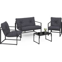 Idmarket - Niedrige Gartenmöbel nairobi 4-Sitzer aus Stahl in Anthrazitgrau Idmarket - Niedrige Gartenmöbel nairobi 4-Sitzer aus Stahl in Anthrazitgrau von IDMARKET