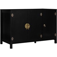 Niedriges Sideboard 110 cm yang 3 Türen Holz schwarz von IDMARKET