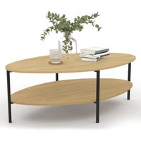 Idmarket - Ovaler Couchtisch mit doppelter Tischplatte detroit Industriedesign von IDMARKET