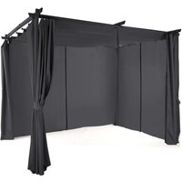 Pergola Limited Edition einziehbares Dach 3x3 M und 4 Vorhänge anthrazitgrau von IDMARKET