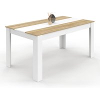 Rechteckiger Esstisch GEORGIA für 8 Personen in Weiß und Buchenholznachbildung 160 x 90 cm von IDMARKET