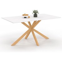 Rechteckiger Esstisch GISELE 8 Personen Spinnenbein aus Holz und weiße Tischplatte 160 cm von IDMARKET