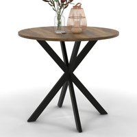 Runder Esstisch ALIX für 4 Personen mit schwarzem Spinnenfuß und dunkler Holzplatte HAWKINS 80 cm von IDMARKET