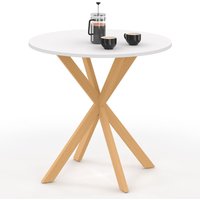 Runder Esstisch GISELE 4 Personen Spinnenbein aus Holz und weiße Tischplatte 80 cm Runder Esstisch GISELE 4 Personen Spinnenbein aus Holz und weiße Tischplatte 80 cm von IDMARKET