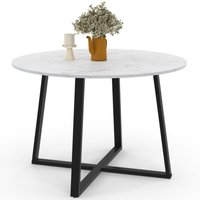 Runder Esstisch SELMA 4-6 Personen Platte Marmoreffekt weiß ALASKA und schwarz 110 cm Runder Esstisch SELMA 4-6 Personen Platte Marmoreffekt weiß ALASKA und schwarz 110 cm von IDMARKET