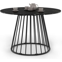 Runder Esstisch YUNA 6 Personen Platte mit schwarzem Marmoreffekt ALASKA und Drahtfuß aus schwarzem Metall 110 cm Runder Esstisch YUNA 6 Personen Platte mit schwarzem Marmoreffekt ALASKA und Drahtfuß aus schwarzem Metall 110 cm von IDMARKET