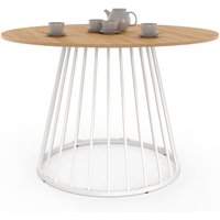 Runder Esstisch YUNA für 6 Personen mit Holzplatte und weißem Metallfuß 110 cm Runder Esstisch YUNA für 6 Personen mit Holzplatte und weißem Metallfuß 110 cm von IDMARKET