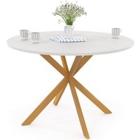 Idmarket - Runder Esstisch gisele 6 Personen Spinnenbein Holzplatte weiß 110 cm von IDMARKET