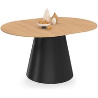 Runder ausziehbarer Esstisch ANGELE 4-8 Personen Holz Bucheneffekt und schwarzer Fuß 110-150 cm Runder ausziehbarer Esstisch ANGELE 4-8 Personen Holz Bucheneffekt und schwarzer Fuß 110-150 cm von IDMARKET