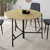Runder klappbarer Esstisch YAEL 4 Personen Holz und Schwarz Industriedesign 110 cm von IDMARKET