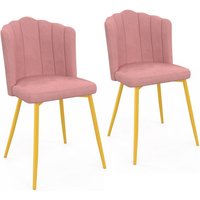 Satz von 2 Muschelstühlen adella rosa aus Samt mit vergoldeten Füßen von IDMARKET