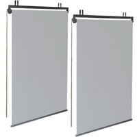 Idmarket - Satz von 2 Rollos B.124 x h. 225 cm für Pergola hellgrau von IDMARKET